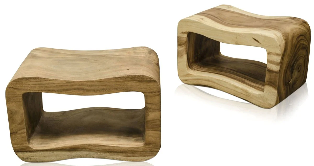 Luxus Wohnzimmer Beistelltisch Naturfarben 60 x 30 x H. 40 cm - Designer Wohnzimmermöbel