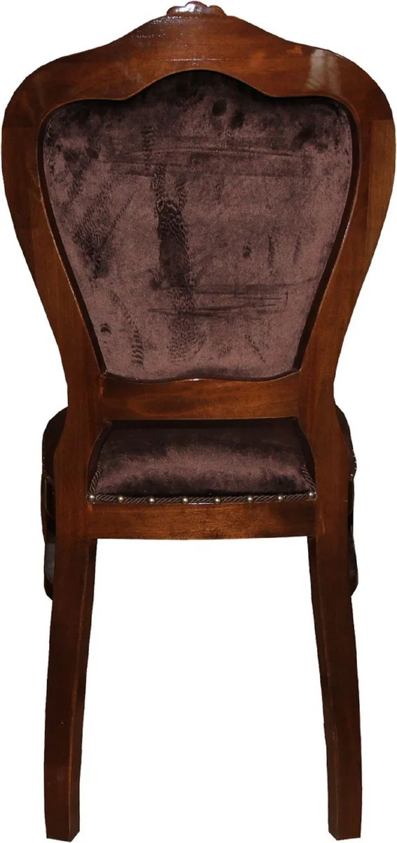 Luxus Barock Esszimmer Set Braun / Braun 45 x 46 x H. 99 cm - 6 handgefertigte Esszimmerstühle - Barock Esszimmermöbel