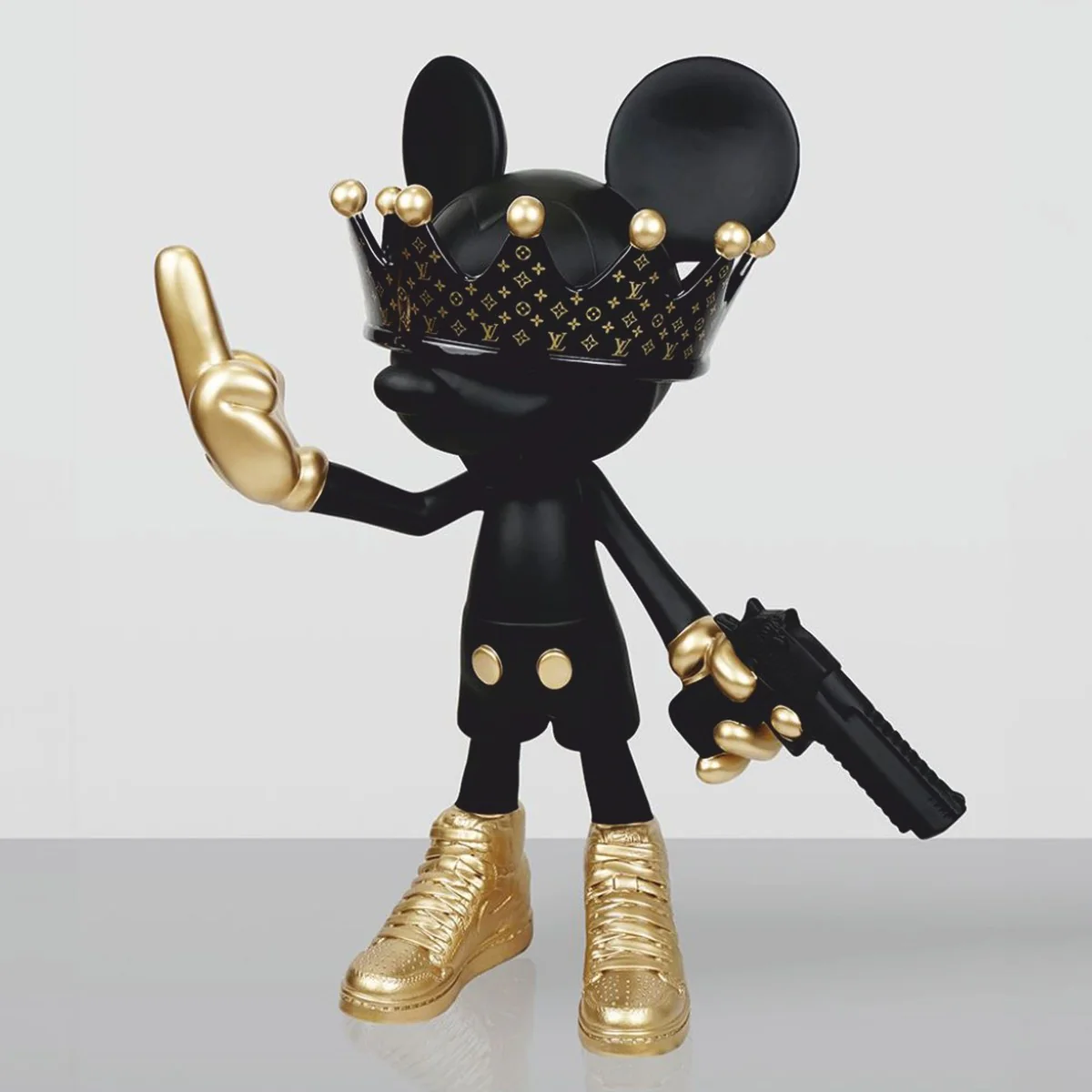 Deko Skulptur Schwarz / Gold H. 120 cm - Wohnzimmer & Garten Figur