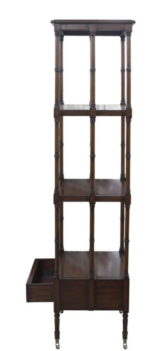 Luxus Wohnzimmerschrank / Regalschrank mit Schublade Dunkelbraun 44 x 36 x H. 163 cm - Luxus Wohnzimmermöbel