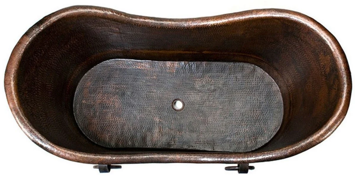 Luxus Jugendstil Kupfer Badewanne mit dekorativen Griffen 170 x 81 x H. 81 cm - Freistehende Retro Badewanne - Rustikale Badezimmer Möbel