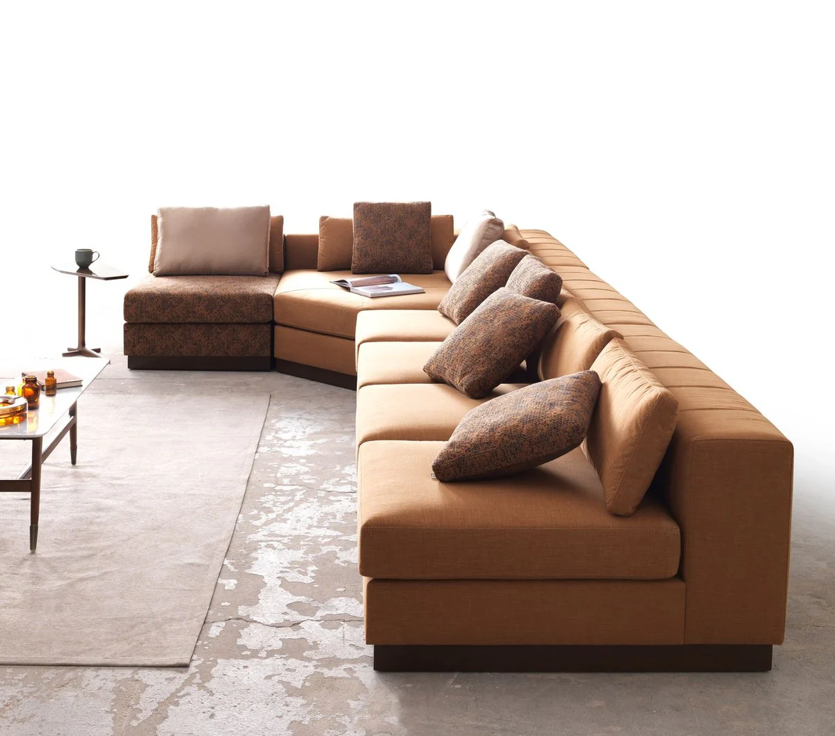 Luxus Ecksofa Hellbraun / Braun / Dunkelbraun 450 x 225 x H. 73 cm - Wohnzimmer Sofa - Wohnzimmer Möbel - Luxus Möbel - Luxus Wohnzimmer Einrichtung