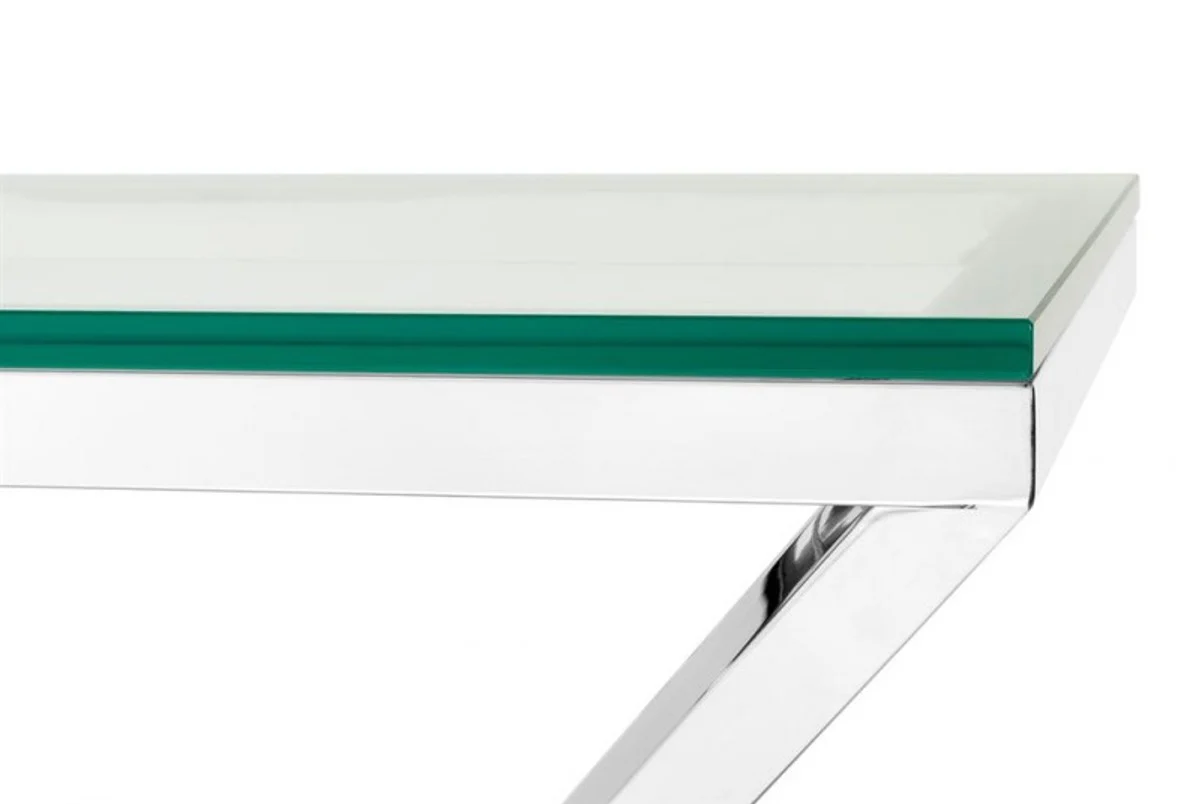 Luxus Beistelltisch Edelstahl Nickel Finish 65 x 50 x H 60 cm - Tisch Möbel