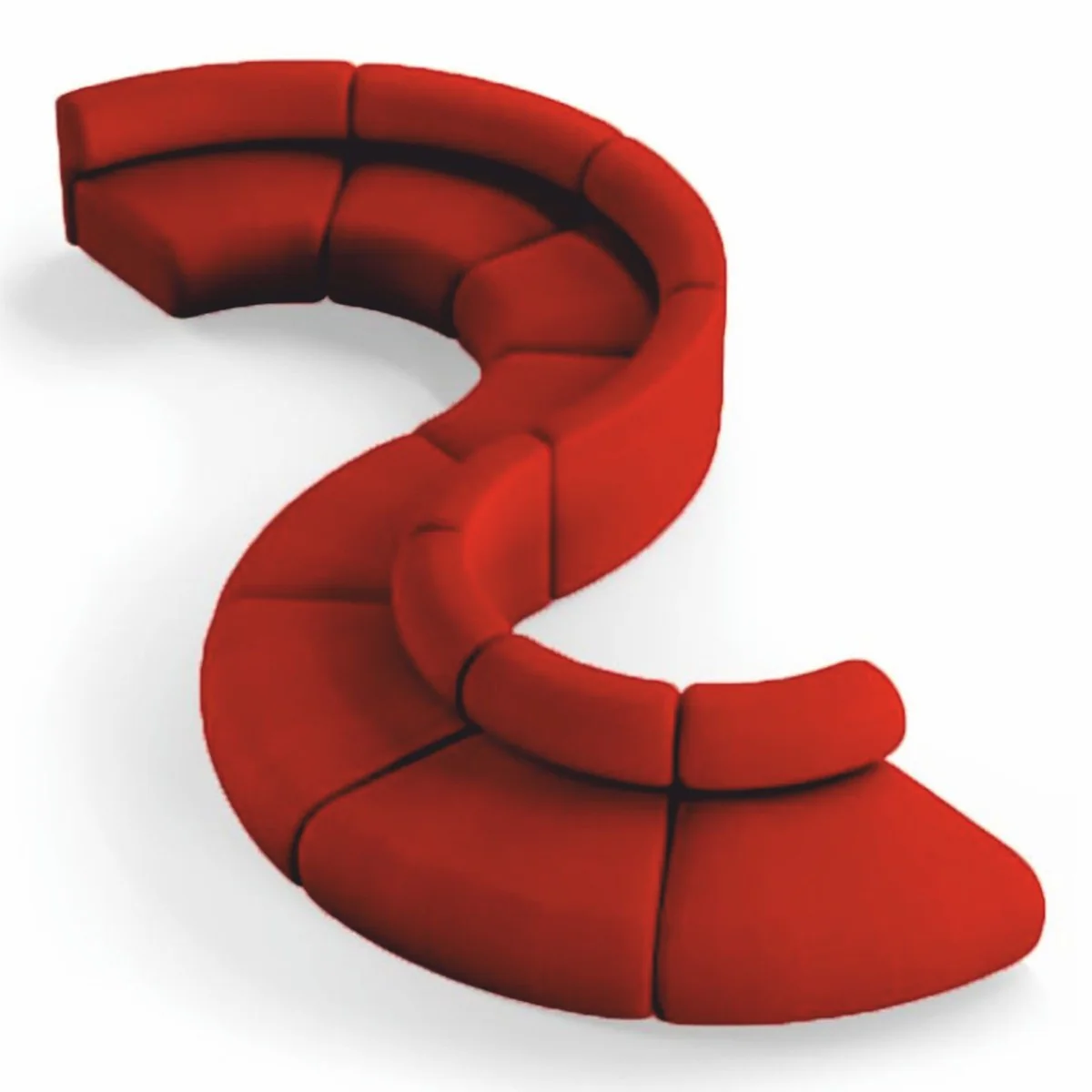 Luxus Sofa Rot 590 cm - Gebogenes Modulares 8 Teiliges Sofa - Hotel Möbel