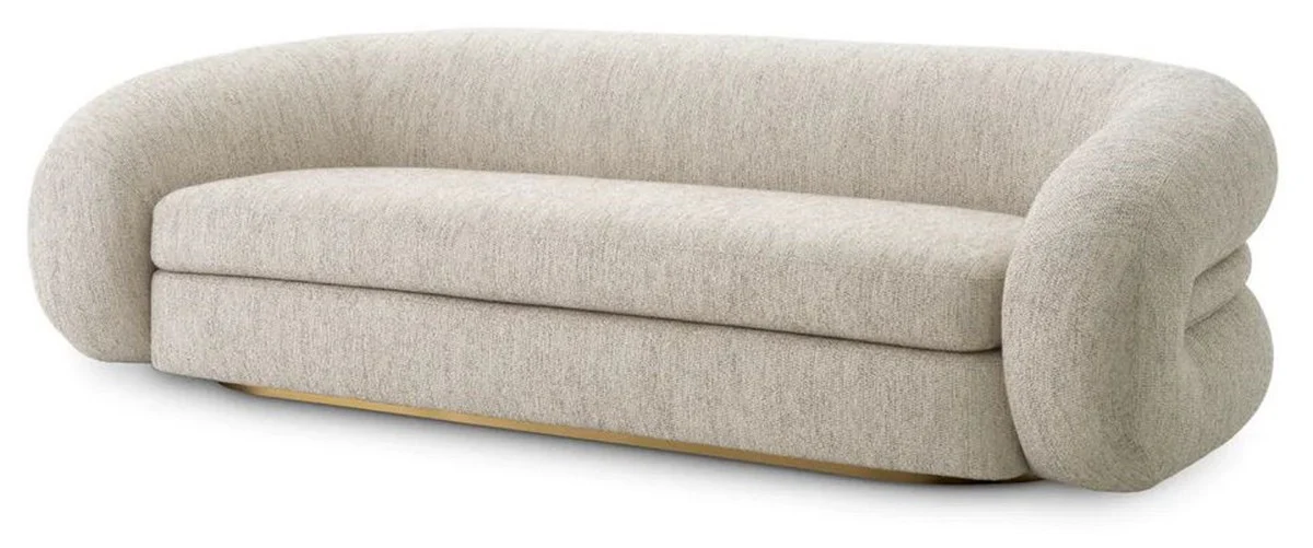 Luxus Sofa Hellgrau / Messing 230 cm - Luxus Wohnzimmer & Hotel Möbel