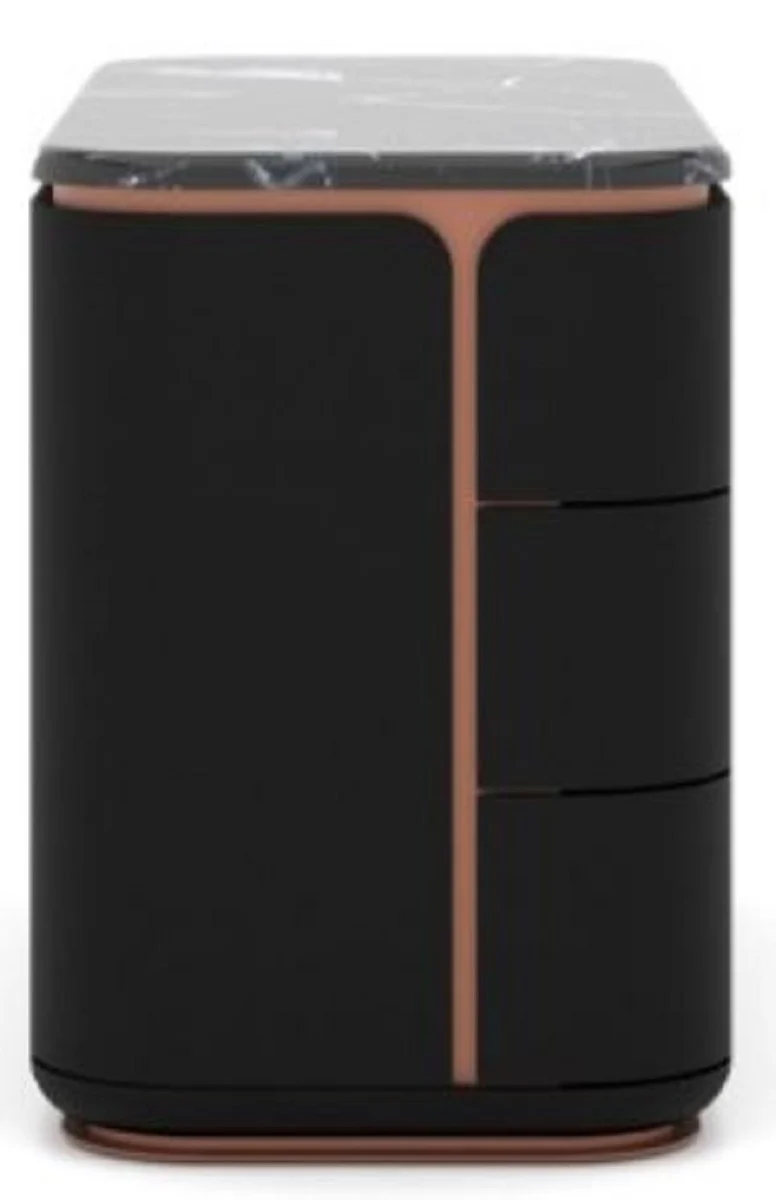 Luxus Massivholz Kommode mit 6 Schubladen Schwarz / Kupfer 150 x 50 x H. 90 cm - Schlafzimmer Kommode - Schlafzimmer Möbel - Luxus Möbel - Luxus Einrichtung - Möbel Luxus