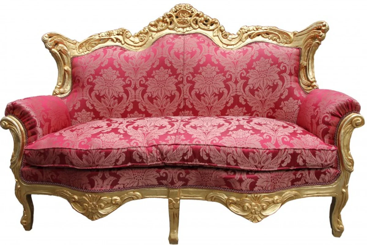 Barock 2er Sofa Master Bordeaux Muster/ Gold 2Mod - Wohnzimmer Couch Möbel Lounge