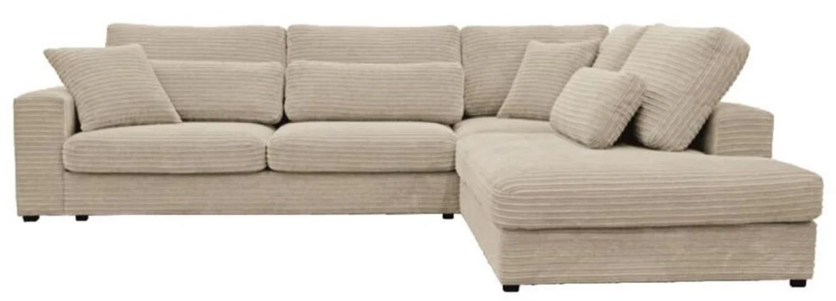 Luxus Ecksofa 320 x 256 x H. 90 cm - Verschiedene Farben - Modernes Wohnzimmer Cord Sofa mit Kissen - Moderne Wohnzimmer Möbel