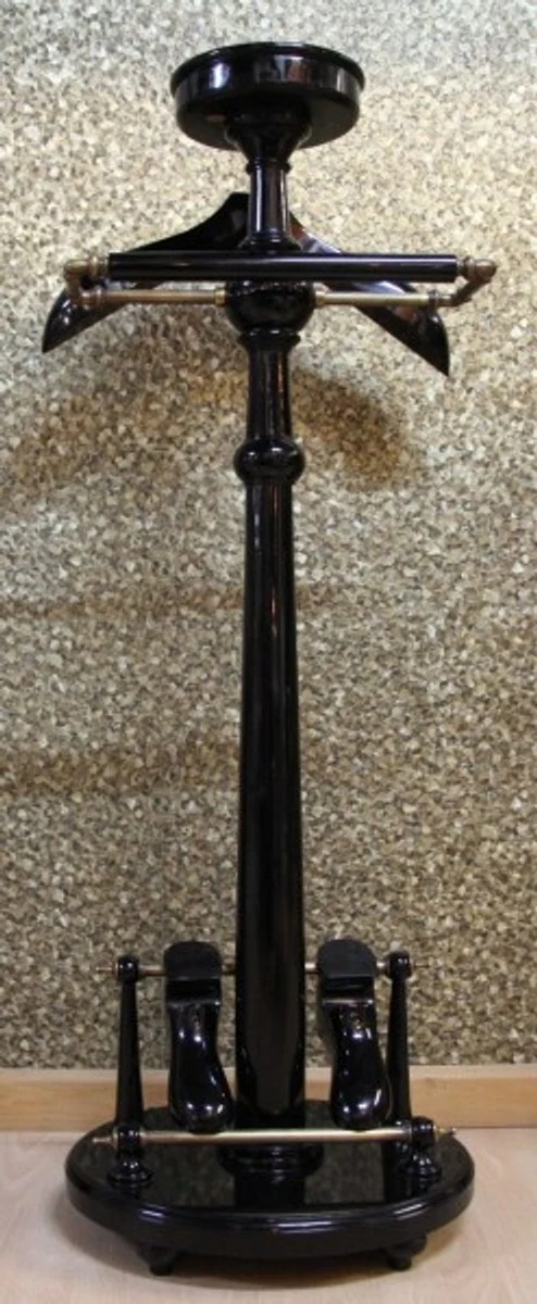 Designer Luxus Garderoben Ständer New York Banker Stil - Schwarz / Messing - Dressboy - Kleiderständer Anzugständer - Barock Empire Art Deco Jugendstil Stummer Diener Herren Diener Biedermeier