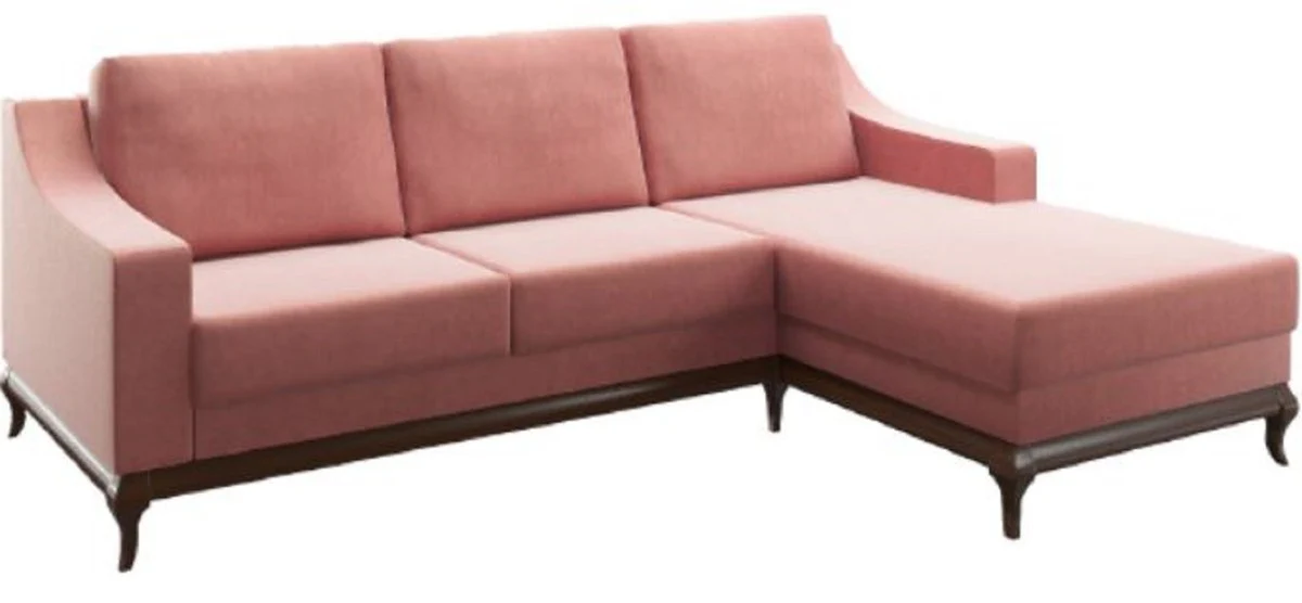 Luxus Ecksofa Rosa / Dunkelbraun 225 x 173 x H. 77 cm - Wohnzimmer Sofa mit Schlaffunktion - Wohnzimmer Möbel - Luxus Möbel - Luxus Interior