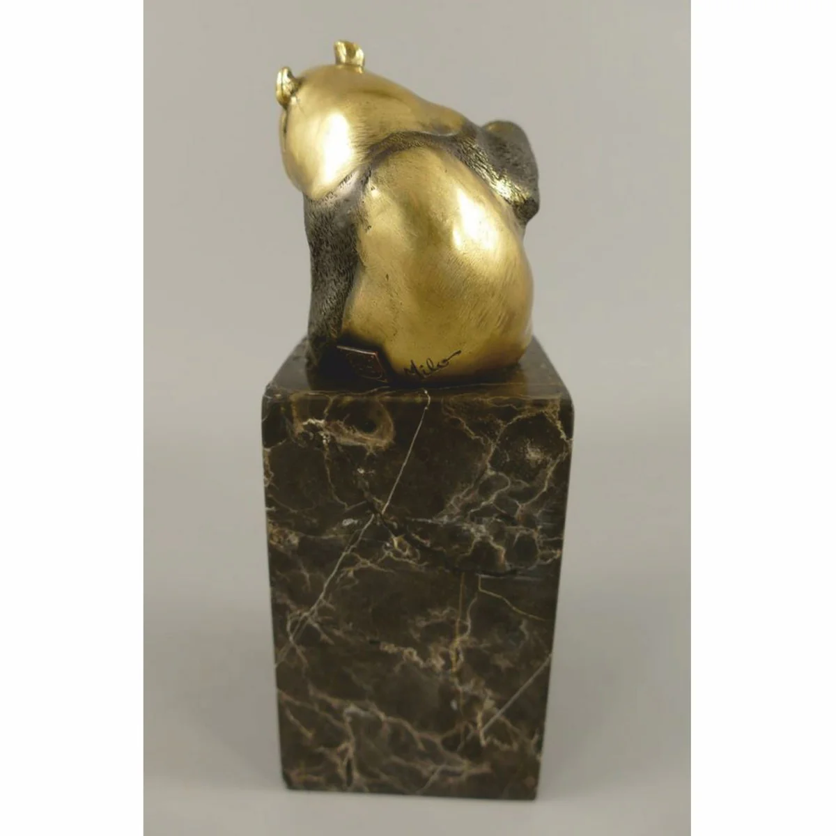 Bronze Skulptur Panda Bär Gold / Schwarz H. 21 cm - Bronzefigur
