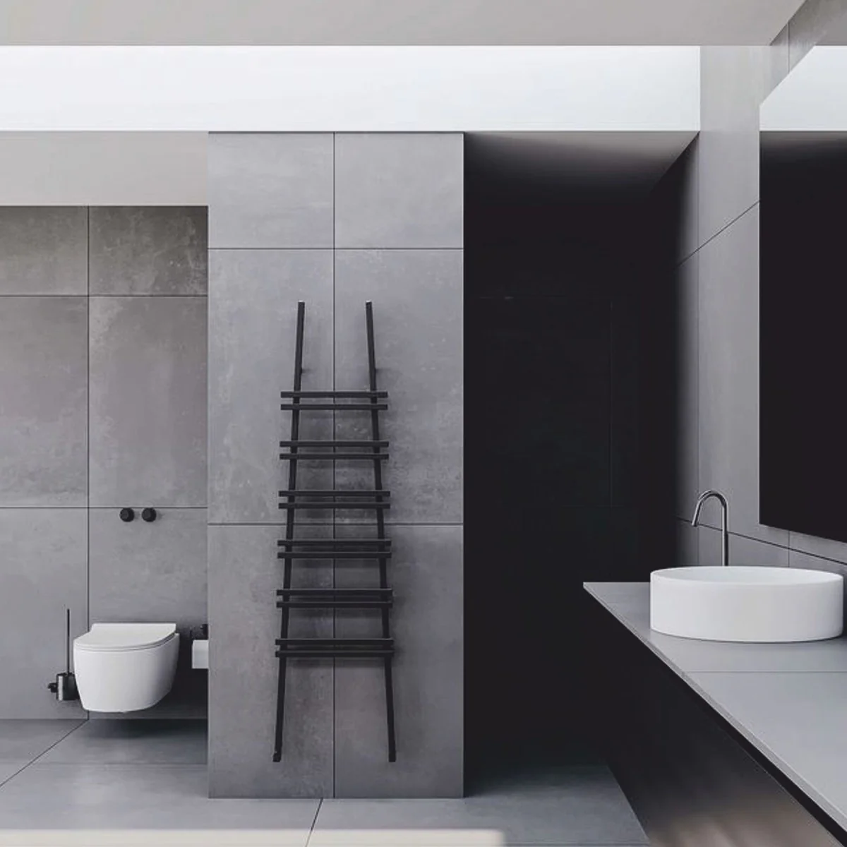 Luxus Handtuchwärmer Schwarz H. 200 cm - Hotel & Badezimmer Zubehör