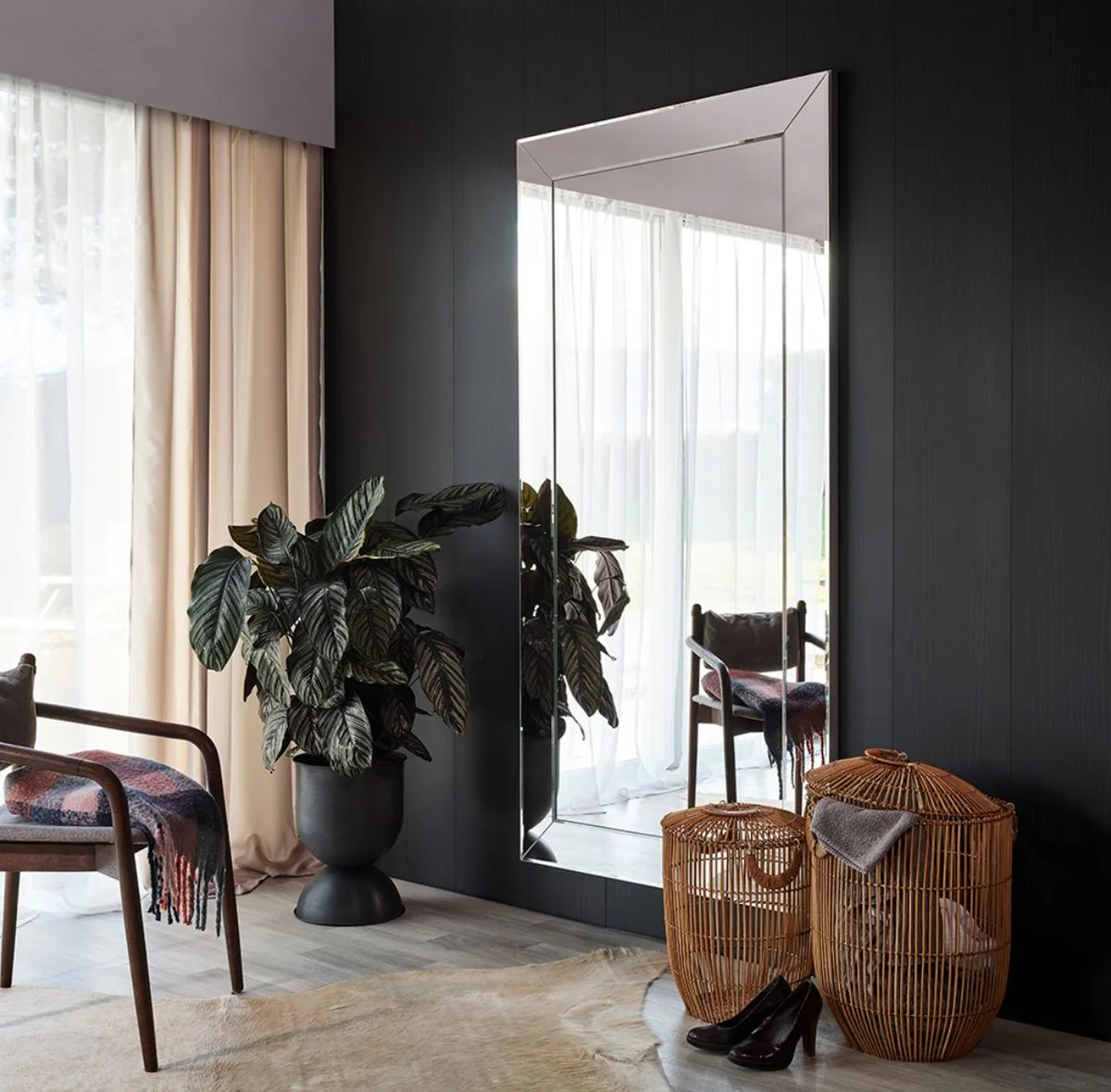 Luxus Spiegel mit Aluminiumrahmen 100 x H. 200 cm - Garderobenspiegel - Wohnzimmer Spiegel - Schlafzimmer Spiegel - Luxus Qualität