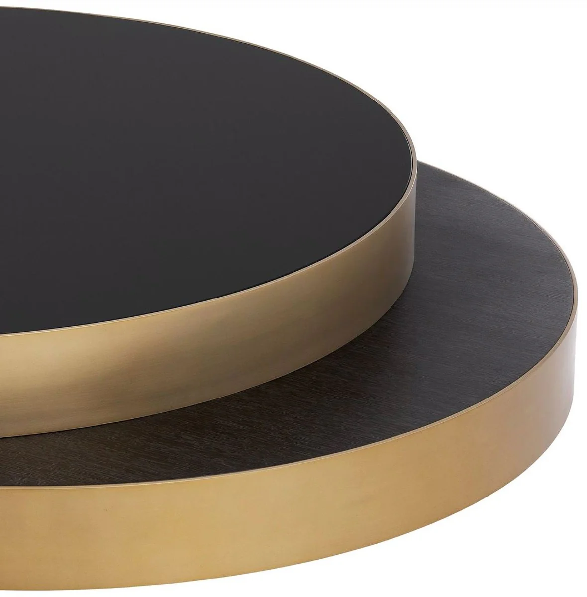 Luxus Couchtisch Messing / Schwarz / Schwarzgrau 140 x 120 x H. 28,5 cm - Moderner Wohnzimmertisch - Wohnzimmer Möbel - Luxus Qualität