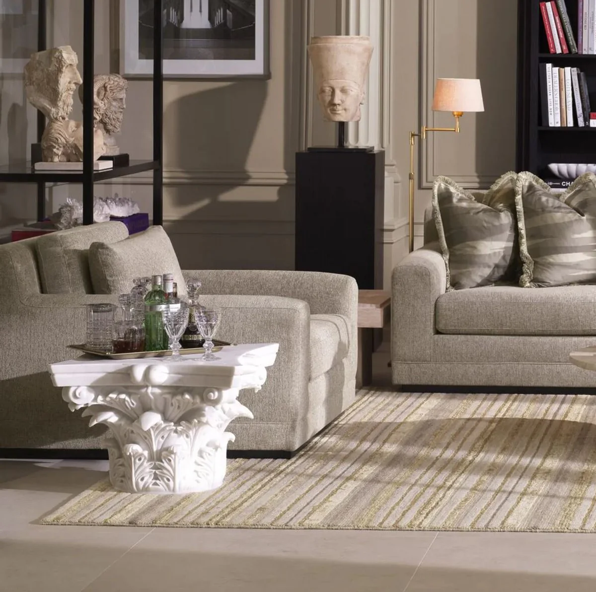 Luxus Barock Marmor Couchtisch Weiß - Handgefertigter Barockstil Marmor Wohnzimmertisch - Prunkvolle Luxus Barock Marmor Wohnzimmer Möbel