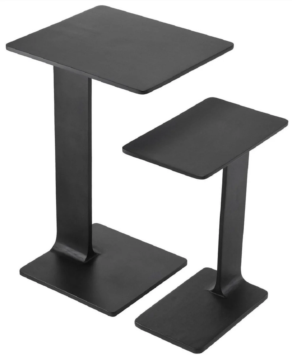 Luxus Beistelltisch Set Schwarz - 2 Tische aus hochwertigem Aluminium - Wohnzimmer Möbel - Luxus Qualität