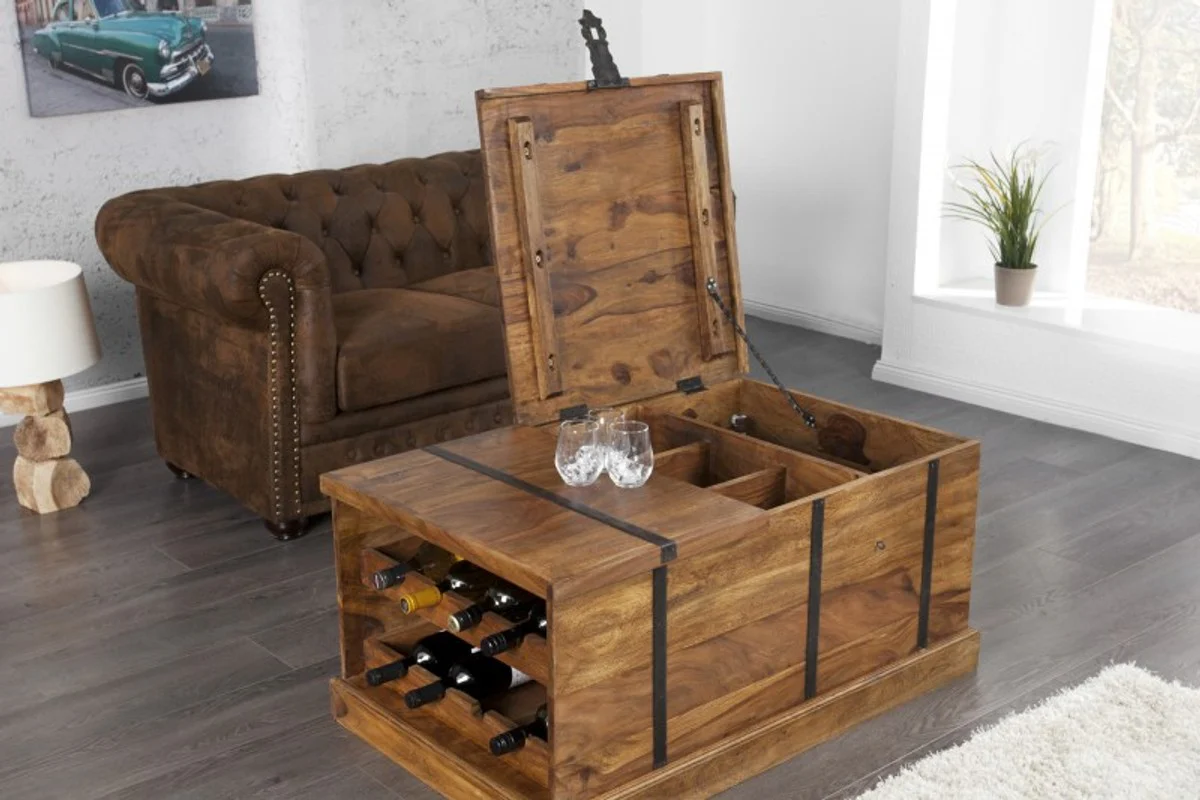 Designer Bar Couchtisch Naturfarben 100cm x 60cm x H40cm - Wohnzimmermöbel im Landhausstil