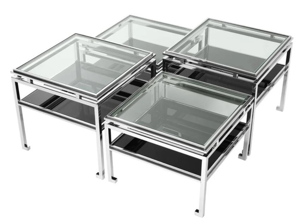 Luxus Couchtisch 4er Set Silber - Designer Wohnzimmermöbel