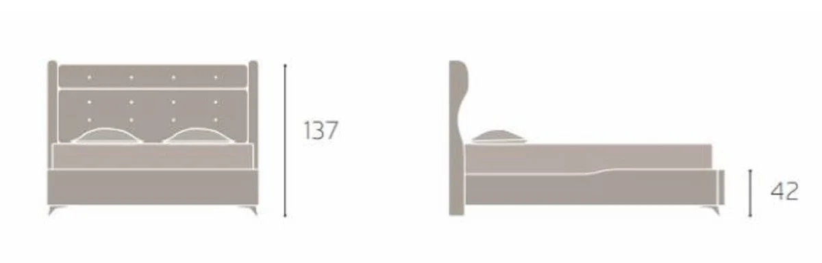 Luxus Doppelbett Schwarz / Gelbgold - Modernes Massivholz Bett - Moderne Schlafzimmer & Hotel Möbel - Luxus Kollektion