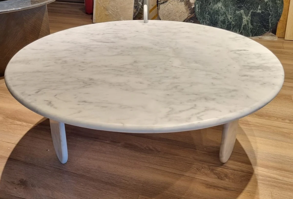 Luxus Marmor Couchtisch Weiß 140 cm - Luxus Wohnzimmer Möbel