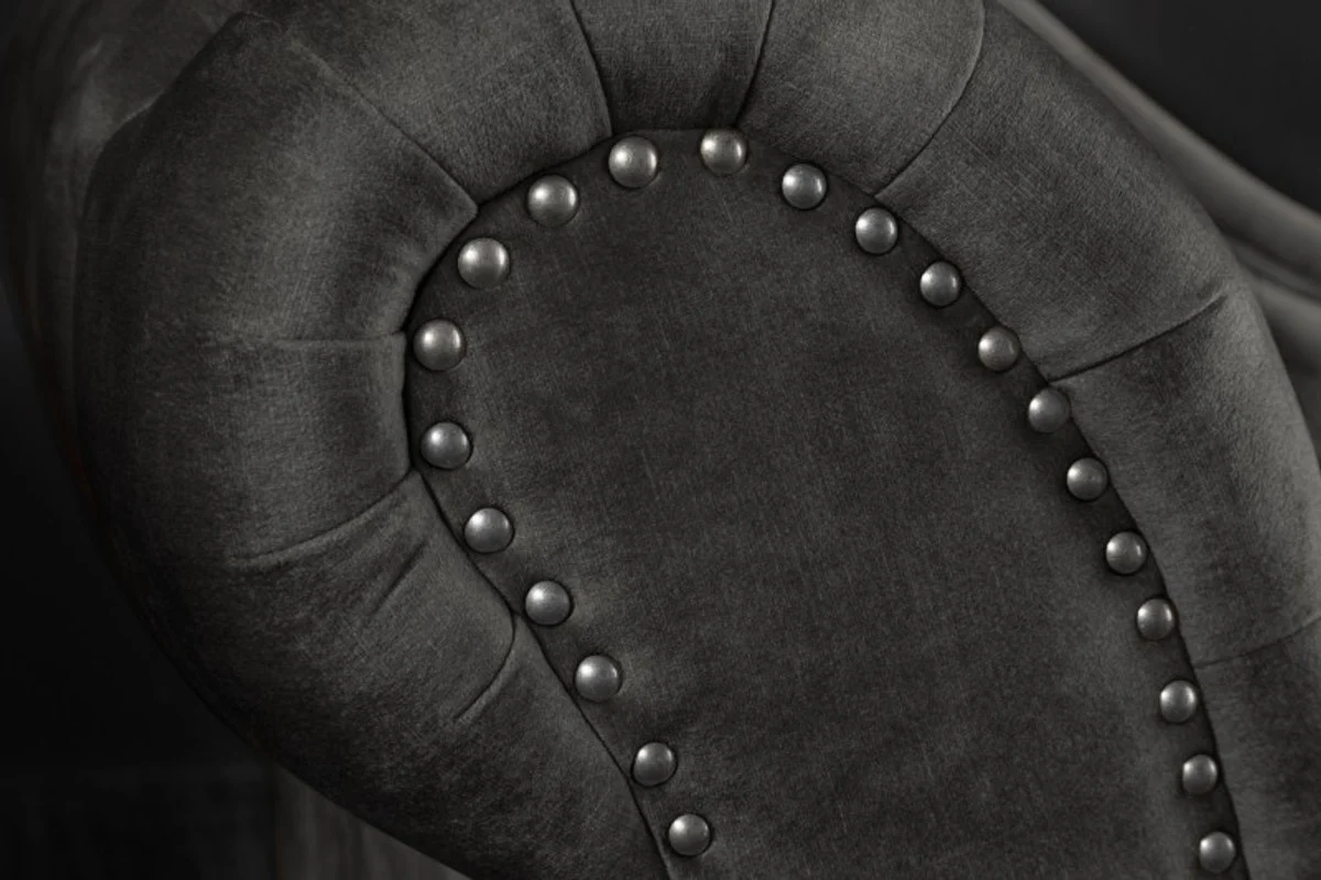 Chesterfield Chaiselongue Dunkelgrau / Braun aus dem Hause - Wohnzimmer Liege Sofa