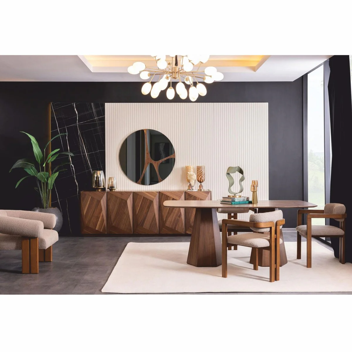 Luxus Esszimmer Stuhl 6er Set mit Armlehnen Grau / Braun - Esszimmer Möbel