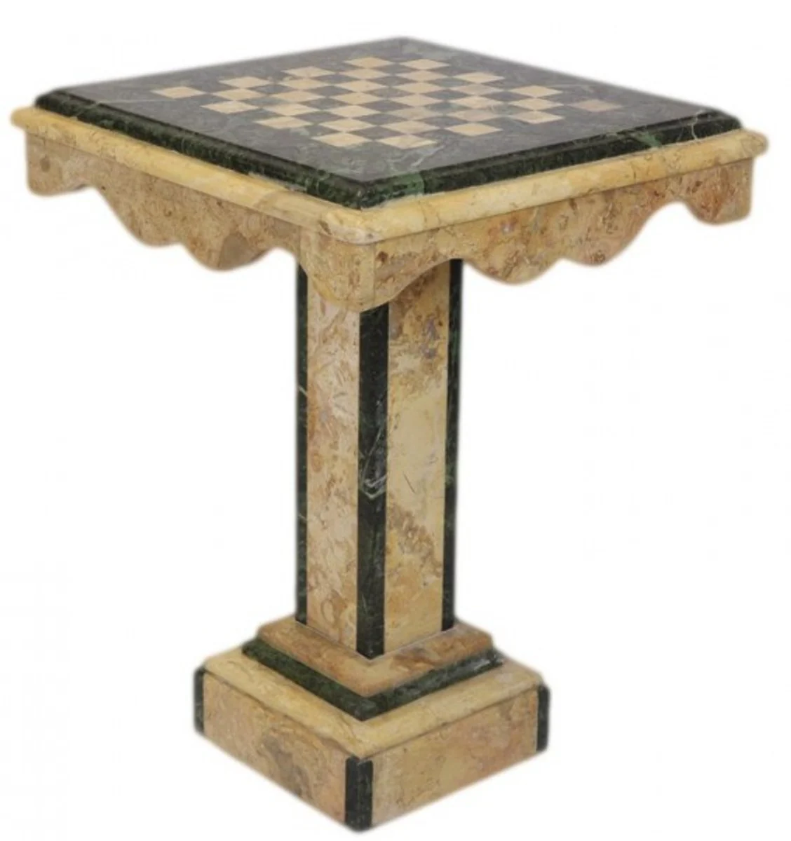 Luxus Barock Spieltisch Schach / Dame Tisch Marmor Creme - Grün - Möbel Antik Stil Art Deco Jugendstil Schachtisch