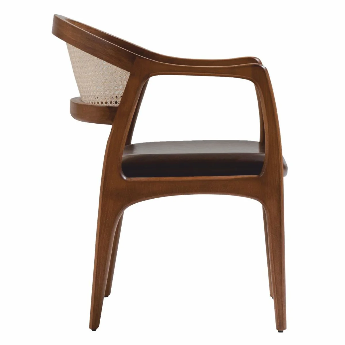 Luxus Esszimmer Stuhl 6er Set mit Armlehnen Dunkelbraun / Braun / Naturfarben H. 78 cm