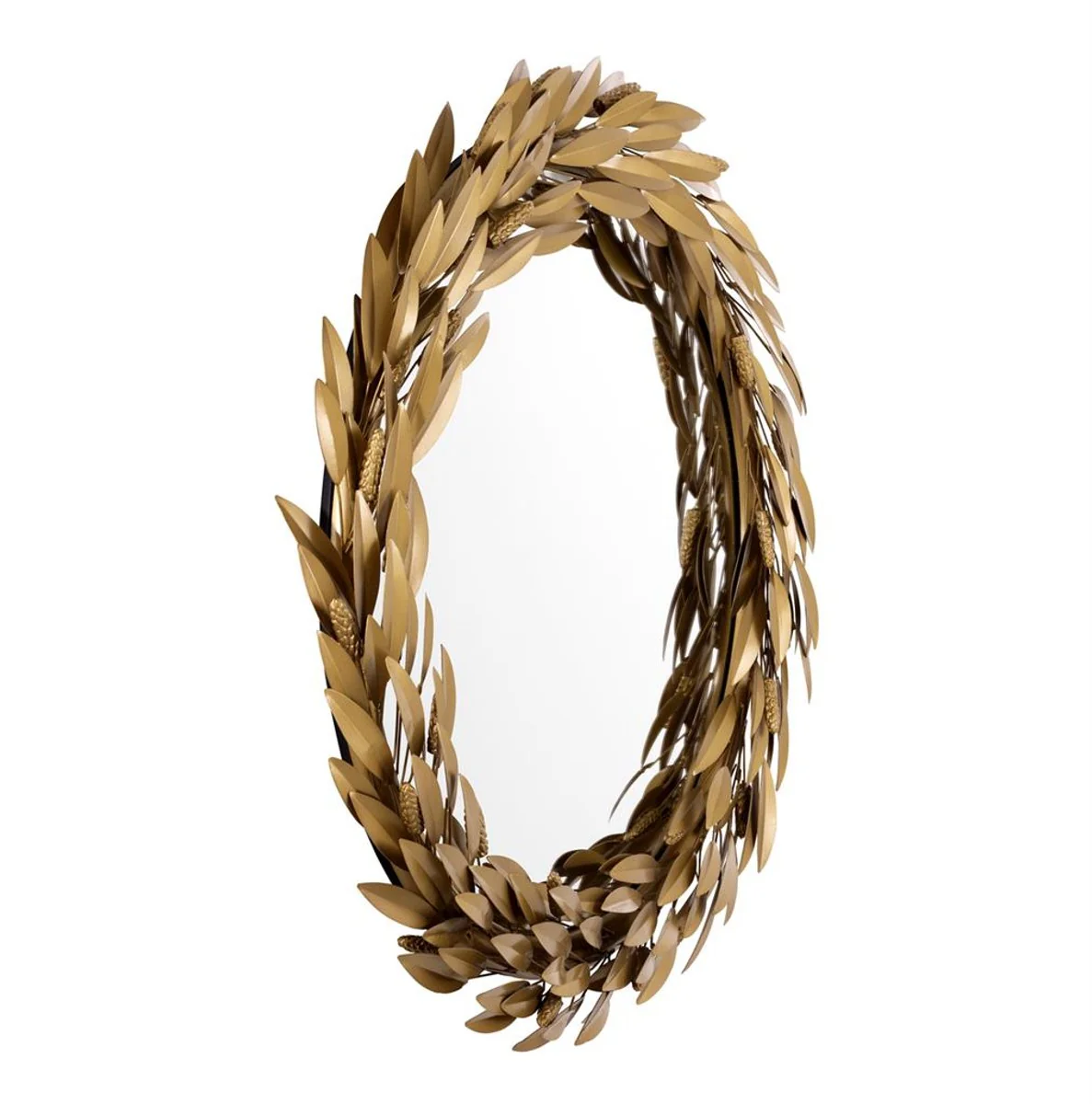 Luxus Spiegel in Antik Gold Ø 86 cm - Luxus Wohnzimmer Spiegel