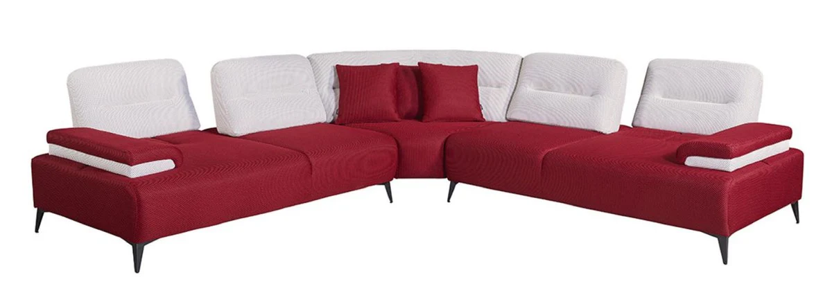 Luxus Ecksofa Bordeauxrot / Weiß / Grau 310 x 310 cm - Wohnzimmer Sofa
