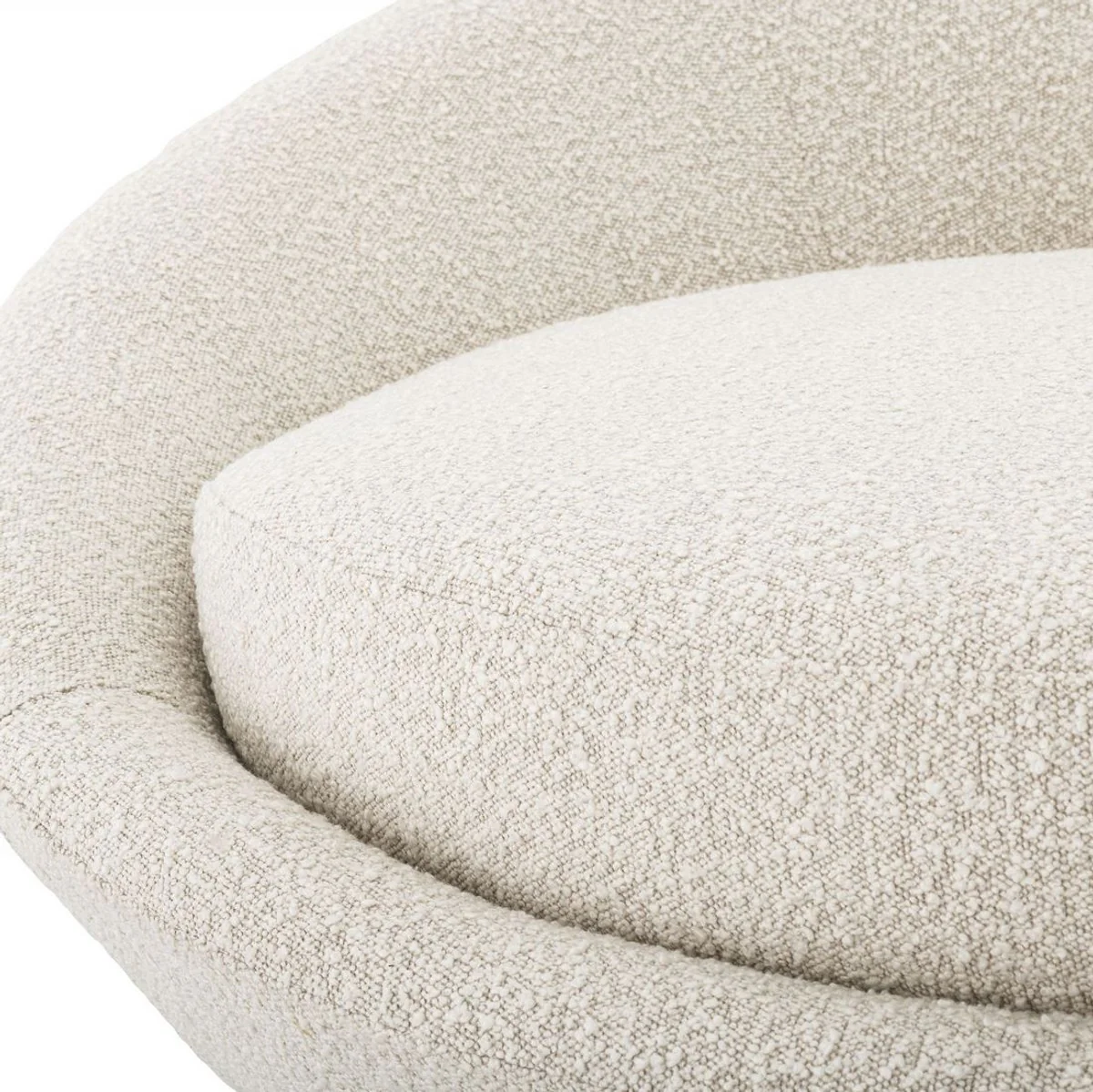 Luxus Sofa Cremefarben / Messing Ø 147 x H. 74 cm - Rundes Wohnzimmer Sofa - Rundsofa - Wohnzimmer Möbel