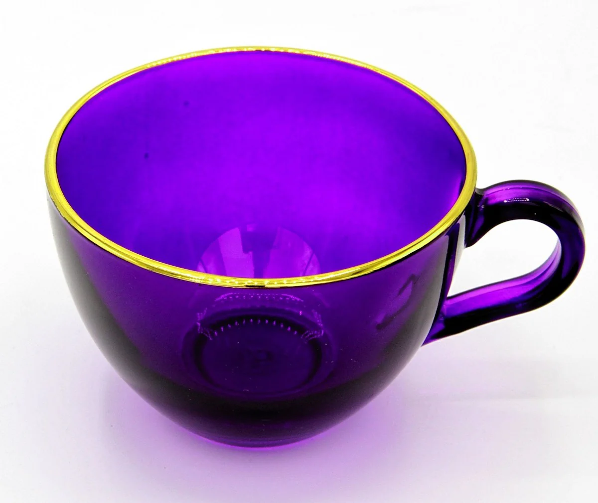 Luxus Barock Kaffee / Tee Tassen 6er Set Lila / Gold - Handgefertigte & handbemalte Tassen mit Untertassen - Hotel & Restaurant Accessoires - Luxus Qualität