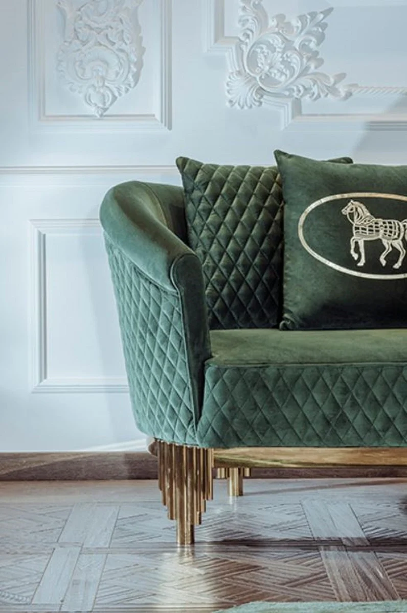 Luxus Sofa Grün / Gold 260 x 88 x H. 88 cm - Modernes Wohnzimmer Sofa - Wohnzimmer & Hotel Möbel - Luxus Kollektion