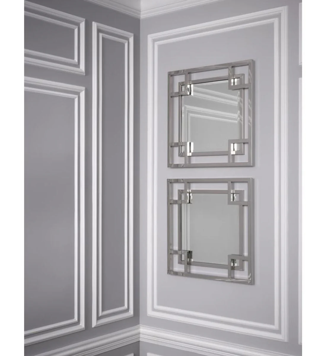 Designer Wandspiegel Silber 90 x H. 90 cm - Luxus Spiegel