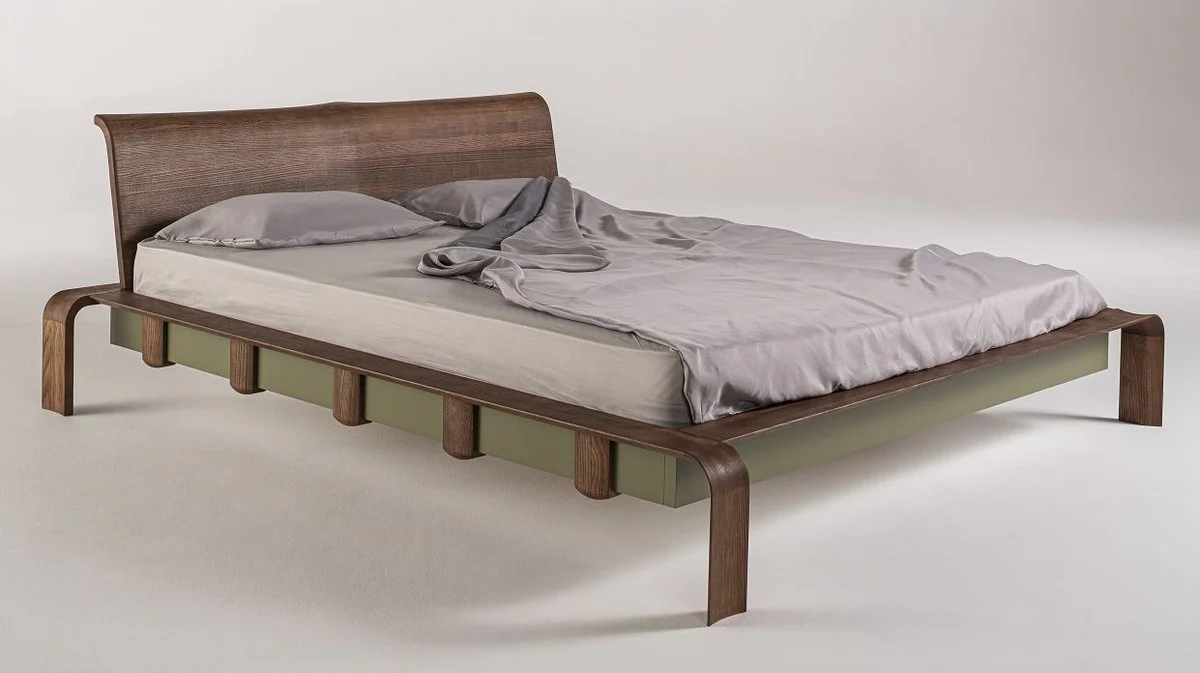 Luxus Massivholz Doppelbett Dunkelbraun - Verschiedene Größen