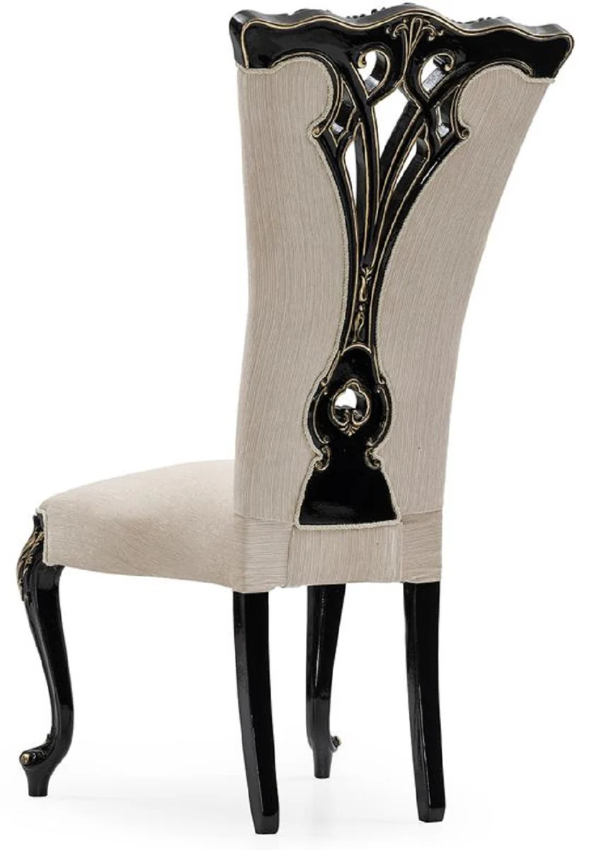 Luxus Barock Esszimmer Set Creme / Schwarz / Gold - 1 Barock Esstisch & 8 Barock Esszimmerstühle - Luxus Esszimmer Möbel im Barockstil - Prunkvolle Barock Esszimmer Möbel