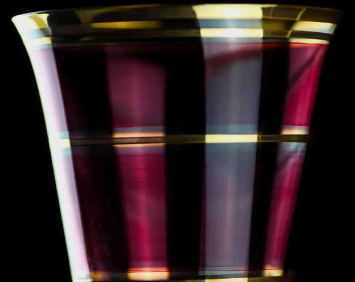 Luxus Barock Likörglas 6er Set Bordeauxrot / Gold Ø 5,5 x H. 17 cm - Handgefertigte Likörgläser - Hotel & Restaurant Accessoires - Luxus Qualität