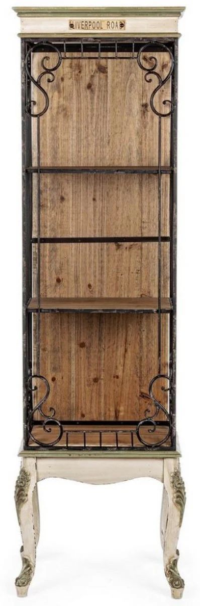 Barock Bücherschrank Creme / Braun 46,2 x 33 x H. 159,5 cm - Barock Schrank - Barock Regalschrank - Barock Wohnzimmer Möbel - Barock Büro Möbel - Barock Einrichtung