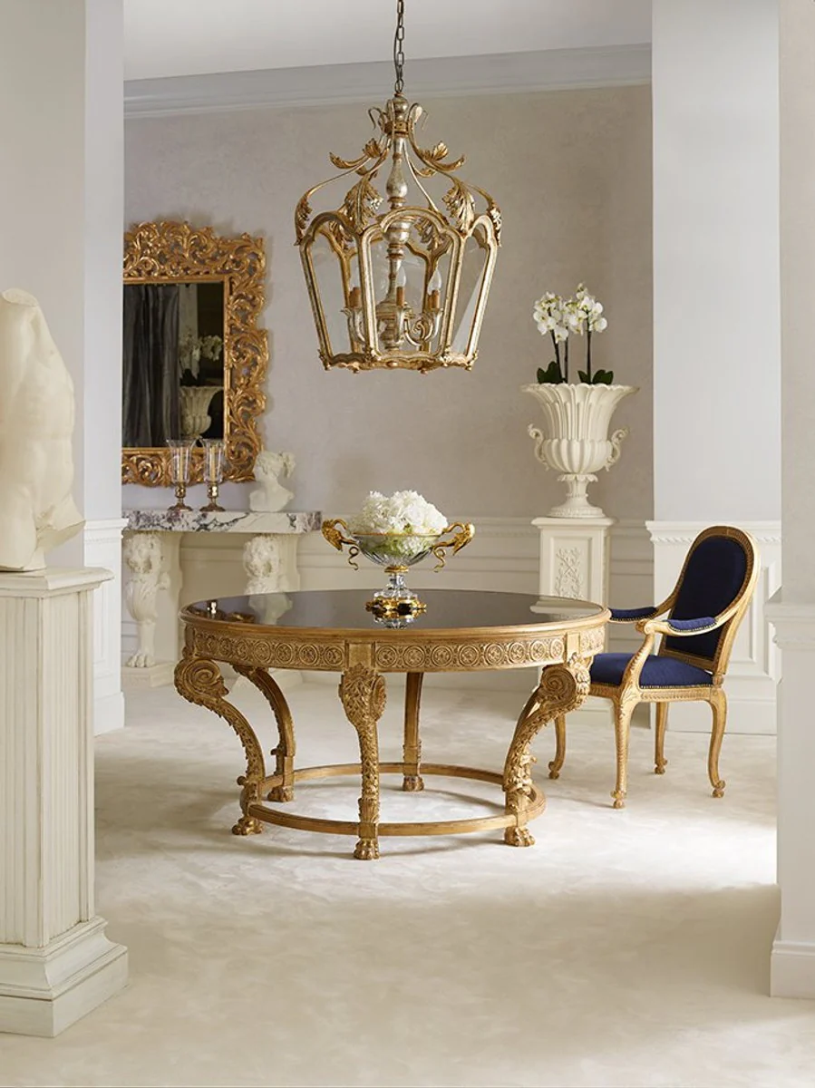 Luxus Barock Spiegel Antik Gold mit antikem Spiegelglas - Prunkvoller italienischer Barockstil Wandspiegel - Luxus Möbel im Barockstil - Handgefertigte Barock Möbel - Made in Italy