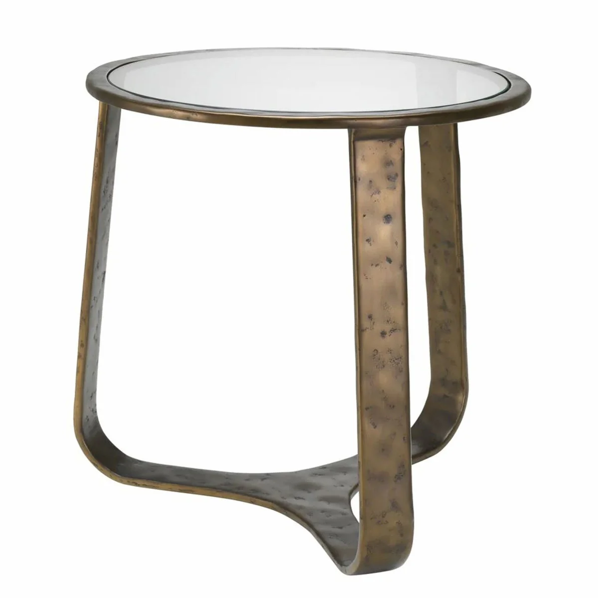 Luxus Aluminium Beistelltisch mit Glasplatte Bronze Ø 50 cm - Wohnzimmer Möbel