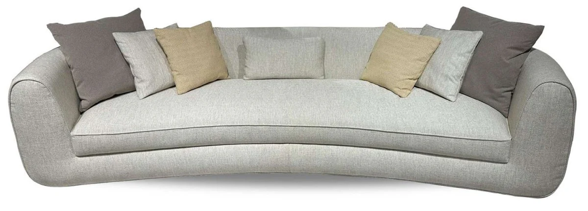 Luxus Sofa Grau 308 x 120 x H. 75 cm - Gebogenes Wohnzimmer Sofa - Hotel Sofa - Wohnzimmer Möbel - Hotel Möbel - Luxus Möbel - Luxus Einrichtung - Wohnzimmer Einrichtung