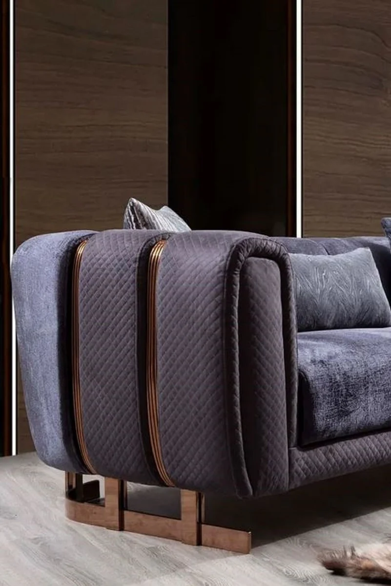 Luxus Sofa Lila / Kupfer 240 x 100 x H. 60 cm - Modernes Wohnzimmer Sofa - Luxus Wohnzimmer Möbel