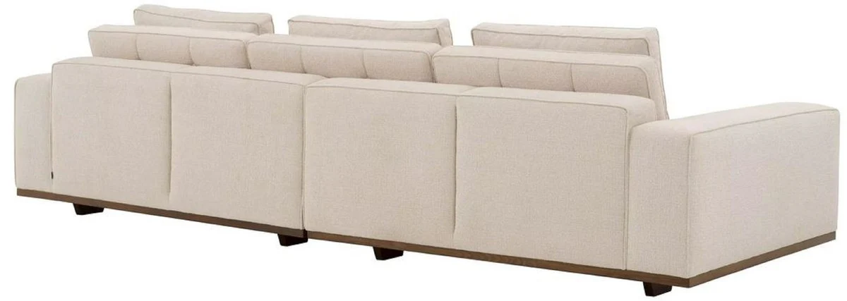 Luxus Sofa Beige / Braun 286 x 110 x H. 80 cm - Wohnzimmer Sofa mit Kissen - Wohnzimmer Möbel - Luxus Möbel - Wohnzimmer Einrichtung - Luxus Einrichtung - Luxus Qualität