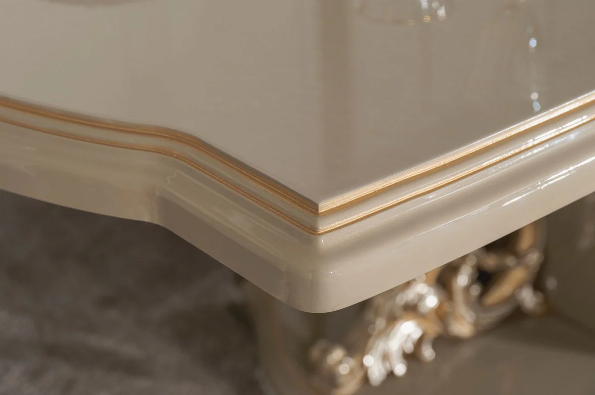 Luxus Barock Esstisch Grau / Gold - Prunkvoller Barockstil Küchentisch - Luxus Esszimmer Möbel im Barockstil - Barock Esszimmer Möbel - Barock Einrichtung