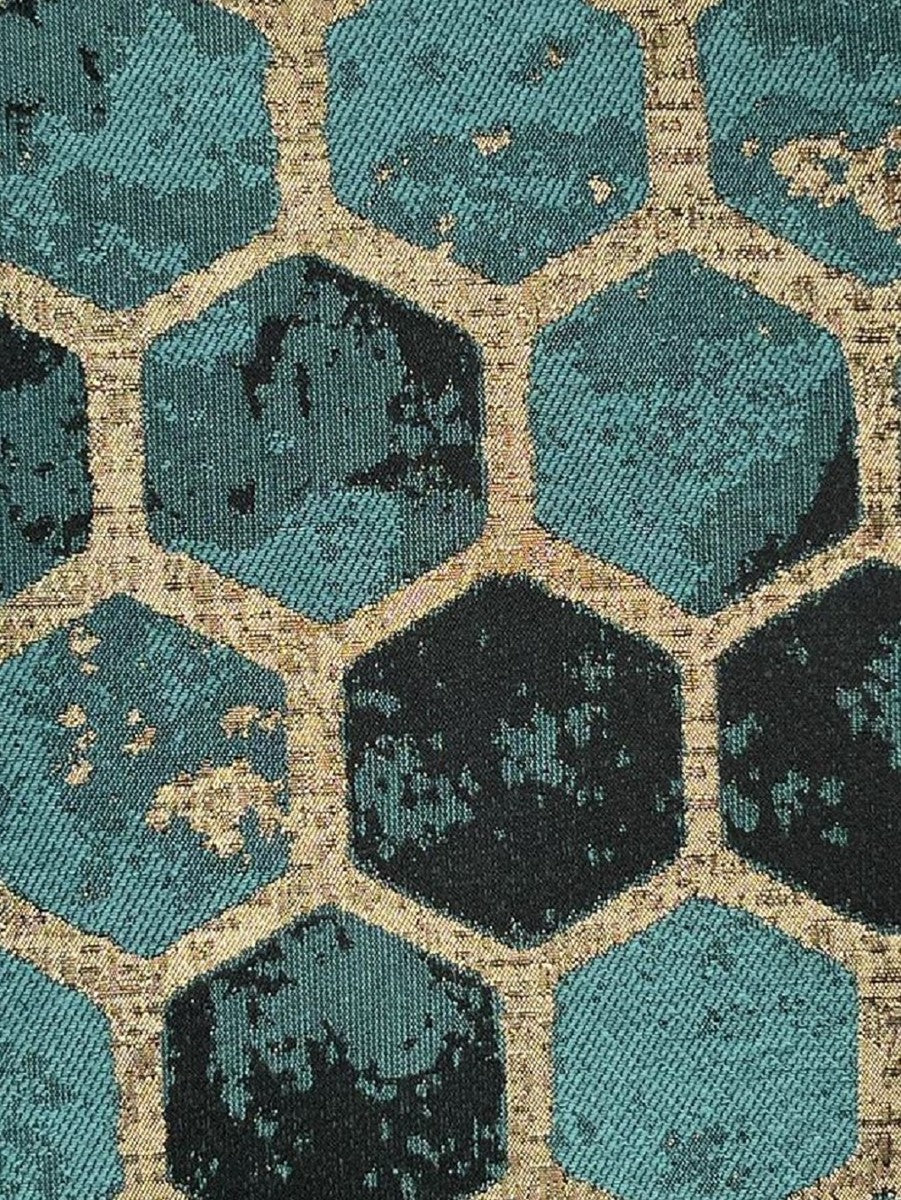 Luxus Kissen Türkis / Gold 50 x 50 cm - Deko Kissen - Quadratisches Zierkissen - Wohnzimmer Deko - Luxus Deko Accessoires - Luxus Deko