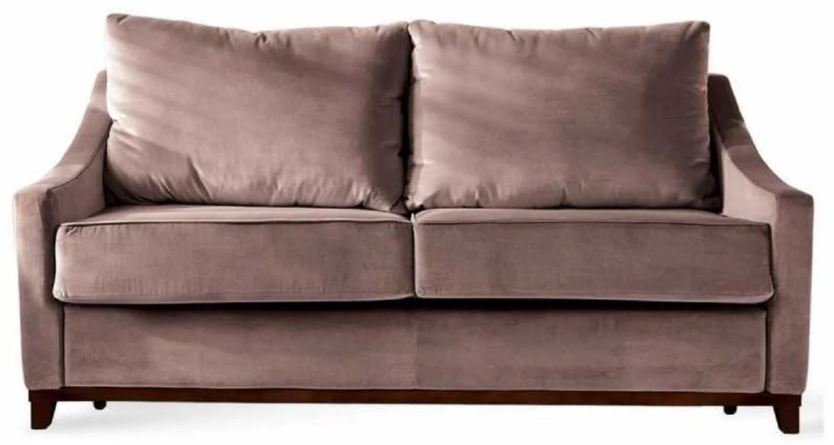 Luxus Neoklassik Sofa Altrosa / Dunkelbraun Hochglanz 179 x 101 x H. 97 cm - Wohnzimmer Sofa mit Schlaffunktion - Wohnzimmer Möbel - Luxus Möbel - Neoklassik Möbel