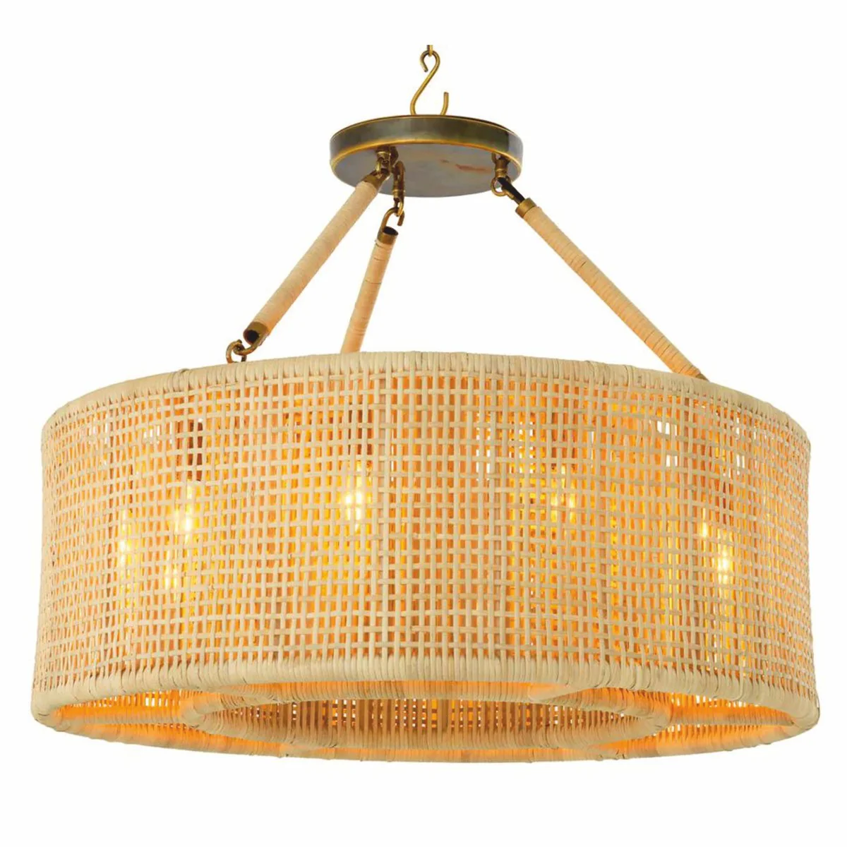 Luxus Rattan Kronleuchter Naturfarben Ø 80 cm - Luxus Leuchten