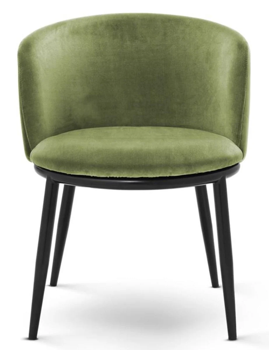 Luxus Esszimmerstuhl Set Hellgrün / Schwarz 57 x 57 x H. 74 cm - Esszimmermöbel