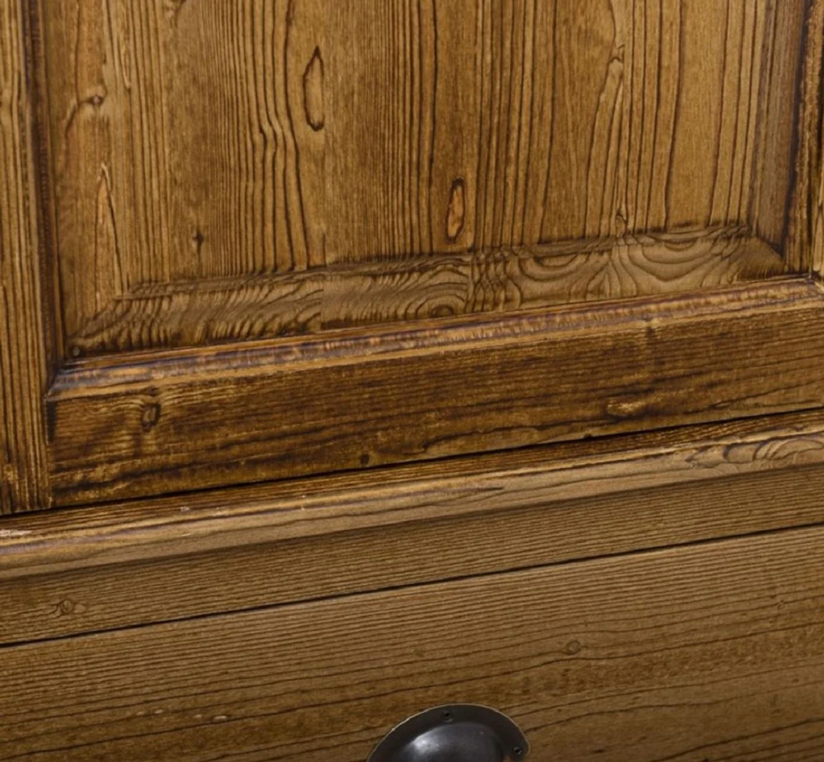 Landhausstil Kleiderschrank Braun 121 x 59 x H. 197 cm - Massivholz Schlafzimmerschrank mit 2 Türen und 3 Schubladen - Landhausstil Schlafzimmer Möbel