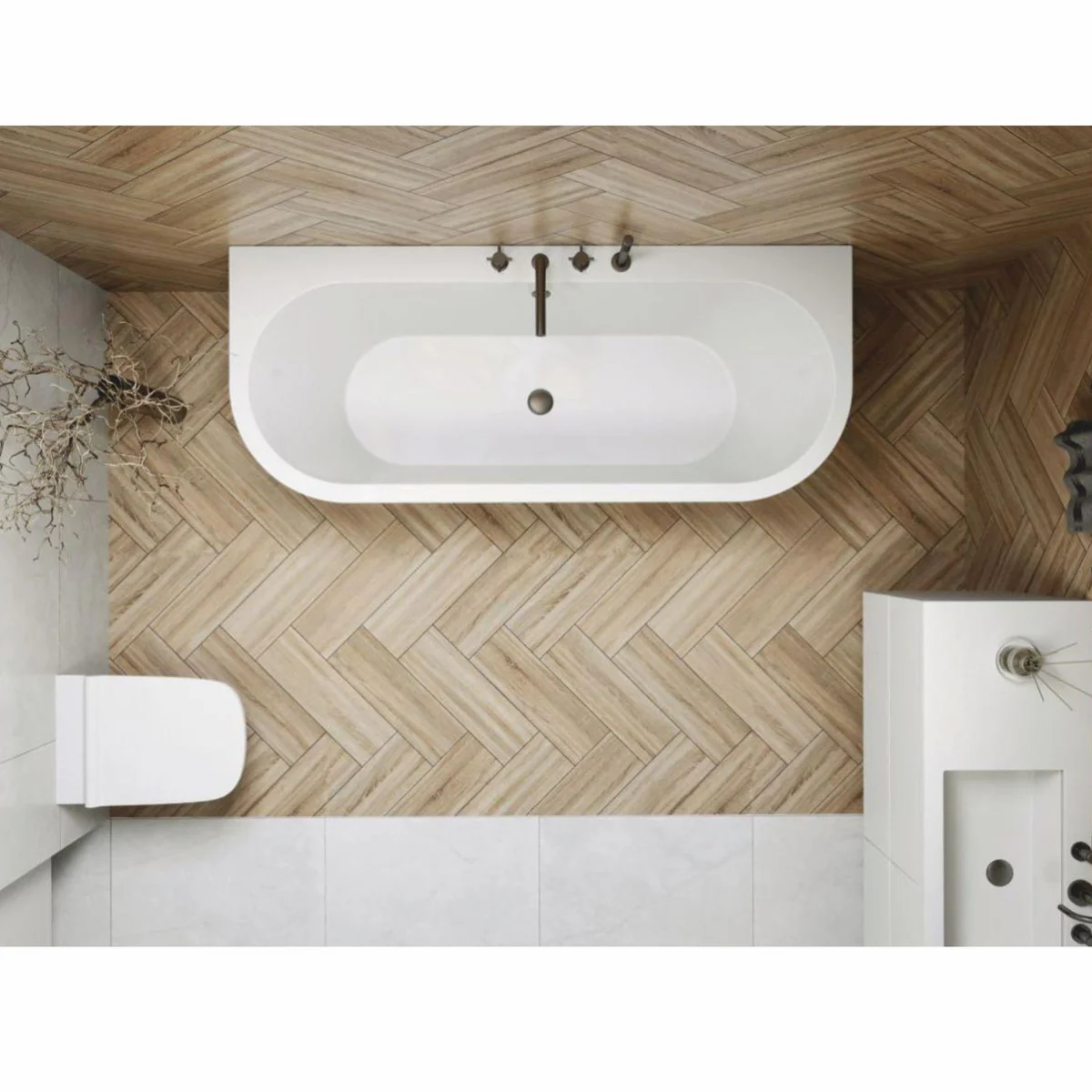 Freistehende Luxus Badewanne Hochglanz Weiß 170 cm - Badezimmer Möbel